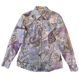 Etro Purple Paisley Print Button Down Shirt
